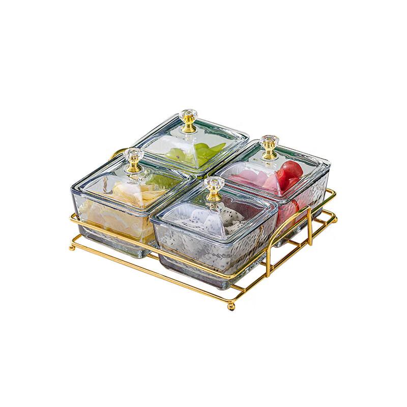 Huiliang Glass Divided Snack Fruit Platter with Lid
