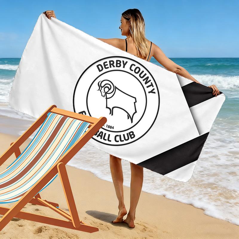 Toalla de Playa Estampada del Derby County F.C., Toalla Grande Suave de Secado Rápido para Playa, Camping, Natación