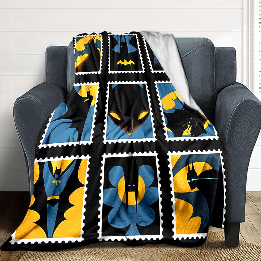 Batman Stamp Collection Flannel Blanket Super Soft Warm Cozy Blanket For Sofa Bed Office Travel Allseason Home Decor Gift