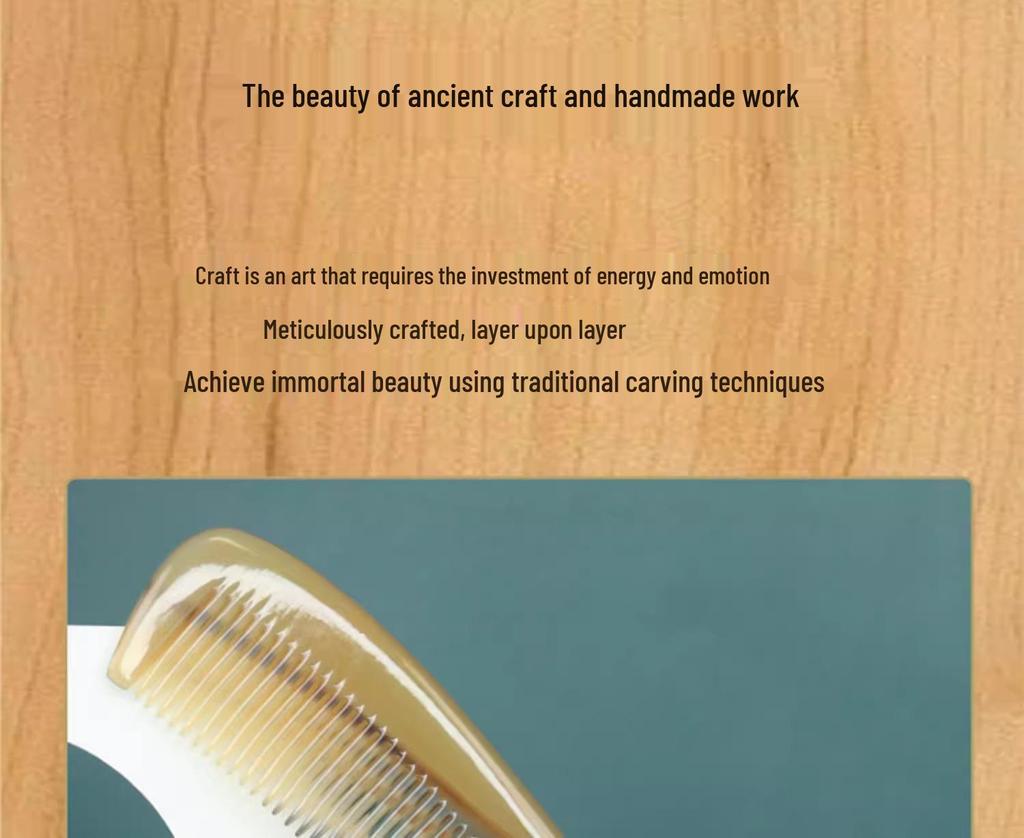 Premium Thick Tooth Cow Horn Hair Comb for Long Hair - Massage Comb Gift