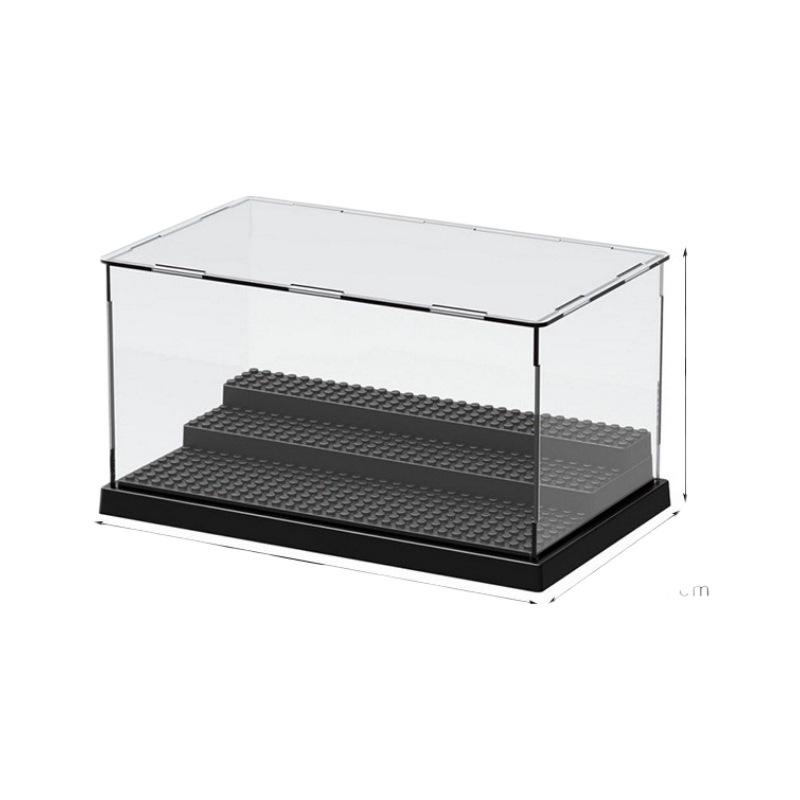 Minifigure Display Box: Black Base with Detachable Clear Panel, Dustproof, DIY Assembly