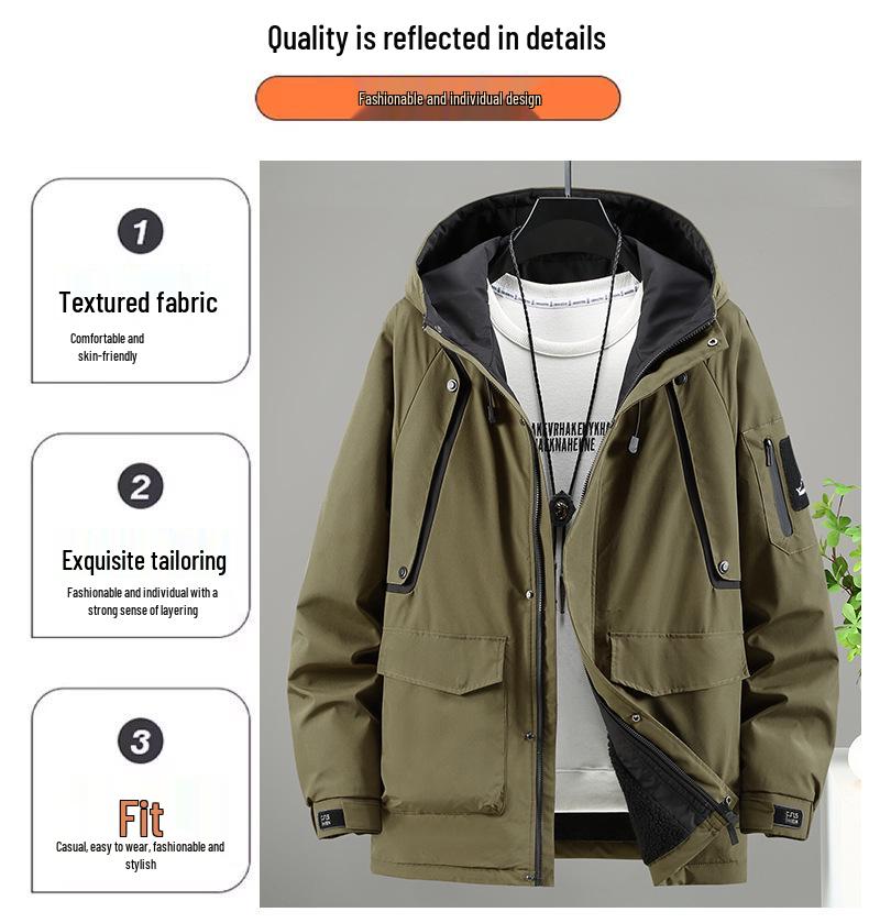 Men's Plus Size Winter Velvet Workwear Jacket, Thick & Loose Fit for Trendy, Extra Fat Sizes