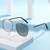 Pochromic Anti Radiation Farsight Eyeglasses Fashion Square Metal Glasses Woman Men