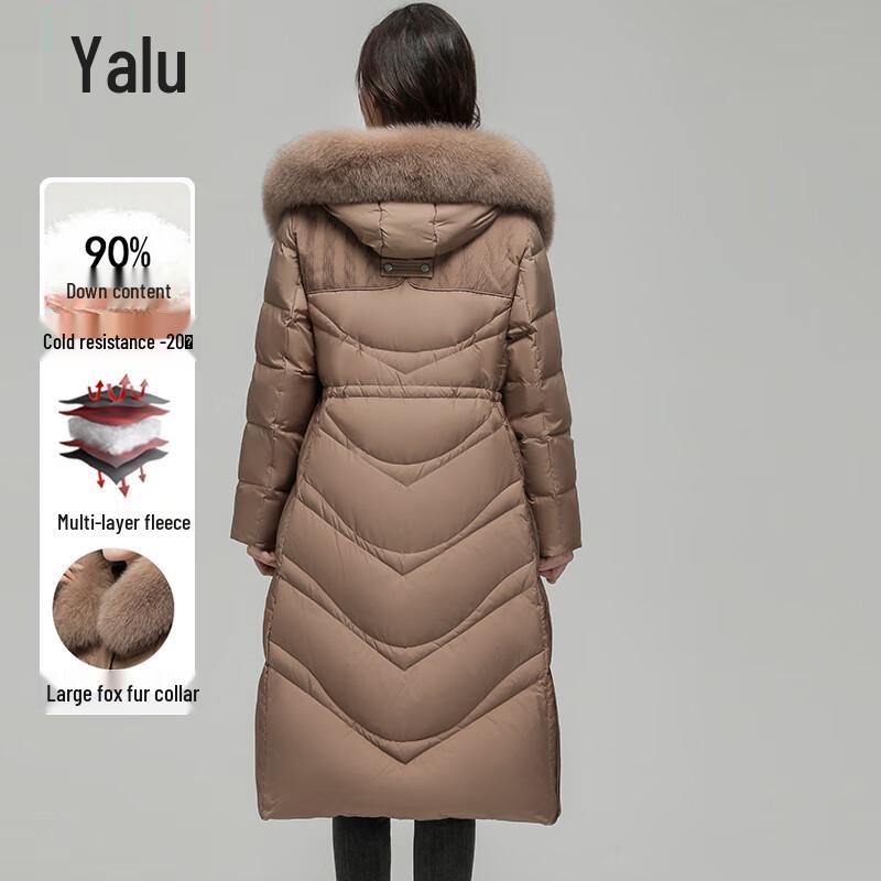 Yalu Women's 90% Down Fox Fur Collar Long Winter Coat