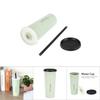 470 ml Wheat Straw Water Cup with Straw Multi Functional Double Lid   Coffee Mug Pink