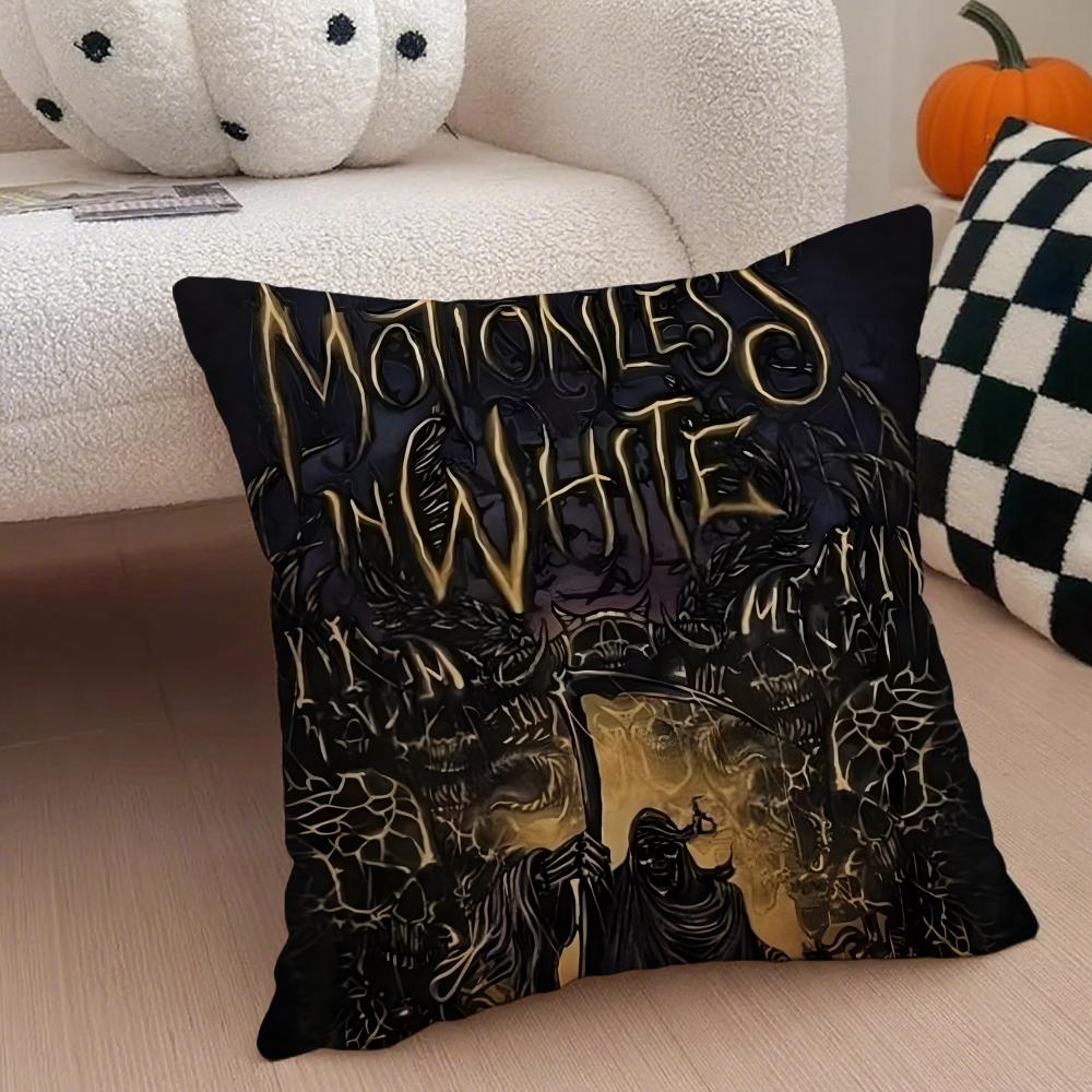 Dark American Rock Band MMotionless In White Cushion Cover Throw Pillow Cover Hidden Button Durable Polyester Chair Cushion