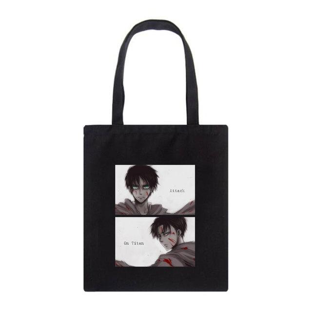 

Летняя женская сумка «Атака Титанов» с мультяшным буквенным принтом, японская большая вместительная модная забавная винтажная холщовая сумка на плечо в стиле панк 24*26cm
