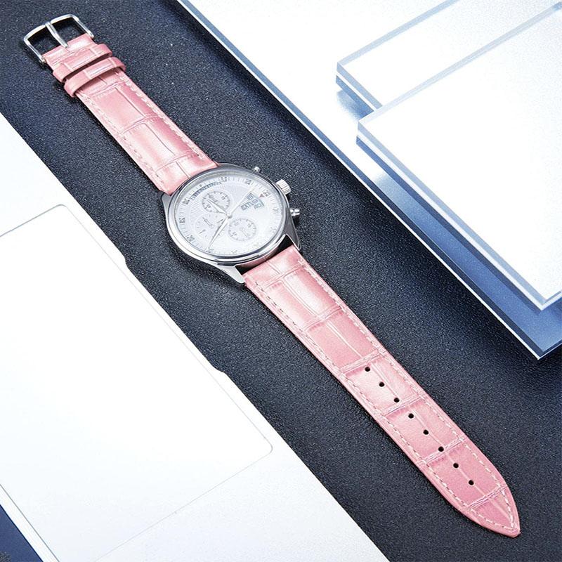 

For Xiaomi Mi Watch Color/Haylou Solar LS05 Stylish 22mm Crocodile Texture Cowhide Leather Replacement Watch Strap with Stainless Steel Buckle Pink