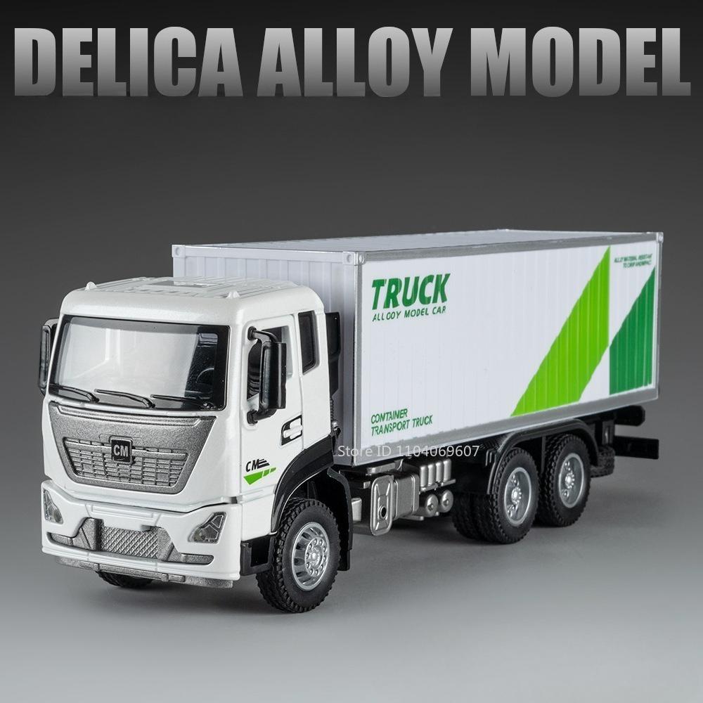 1:32 Muck Transport Container Car Model Car Toy Alloy Body Rubber Tire Sound Light Pull Back Engineering Truck Ornament Models