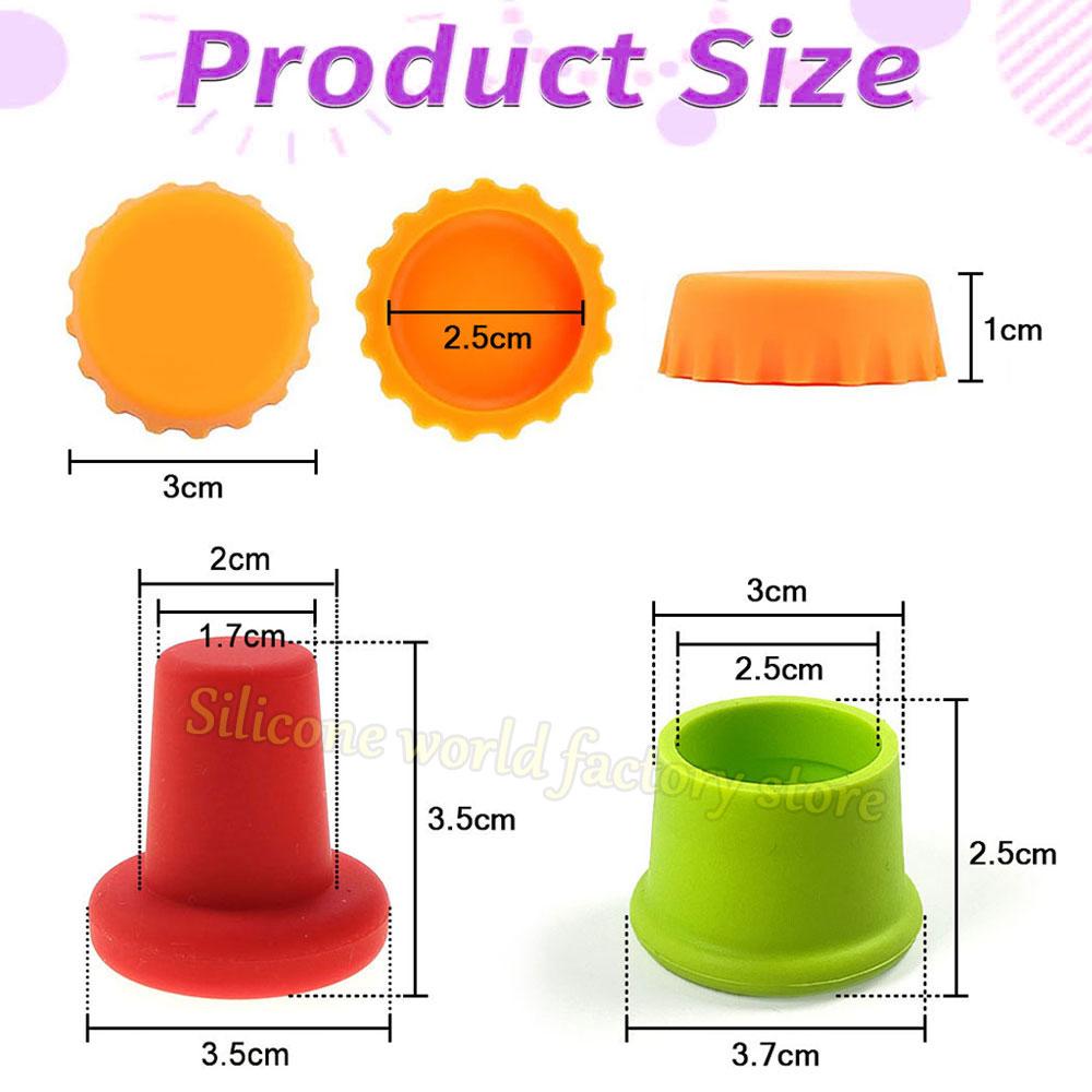 SW 12/6/3PCS Silicone Fresh-keeping Bottle Cap Soda Beer Sealed Caps Red Wine Stopper Vinegar Barware Soy Sauce Bottle Cover