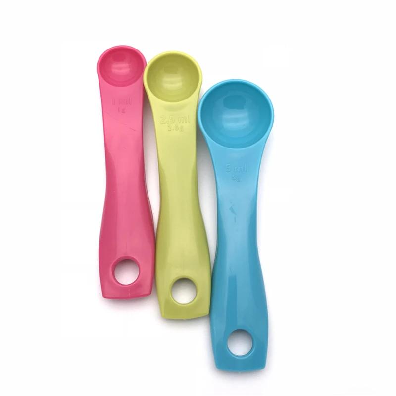5pcs/Set Colorful Coffee Measuring Spoons Plastic (1/2.5/5/7.5/15ml) Spoon Super Useful Sugar Coffee Cake Baking SpoonAA