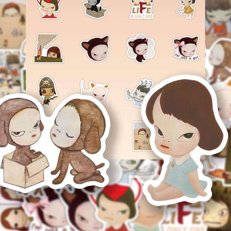 54pcs Yoshitomo Anime Nara Stickers Cute Phone Cases Laptop Suitcases Water Cups Waterproof Stickers Toy Gift