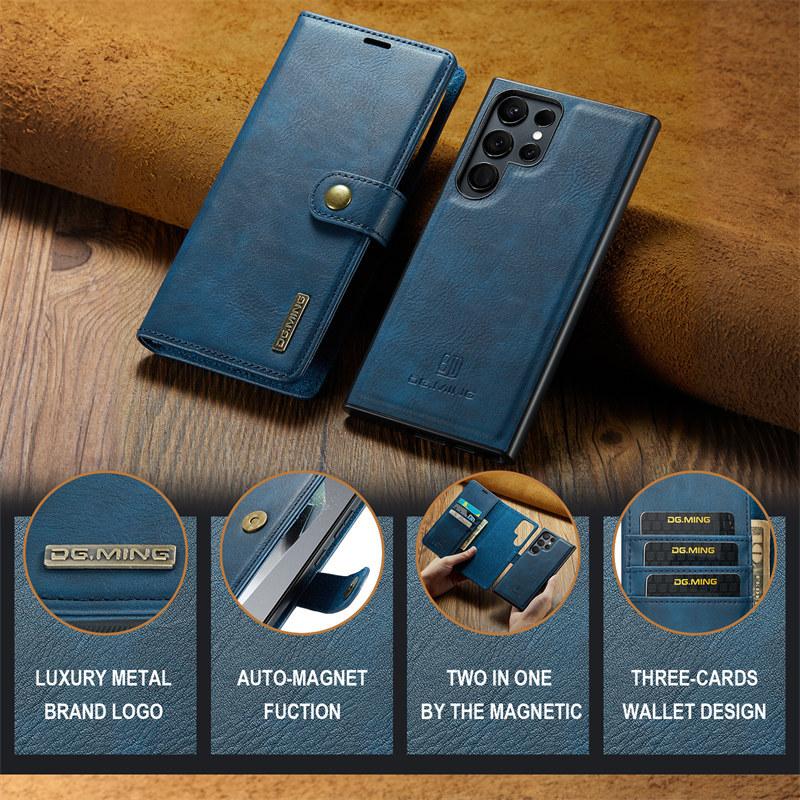 Magnetický flip kožené pouzdro na telefon pro Samsung Galaxy S25 FE S25 Edge S24 Ultra S23 Plus S22 S21 S20 Note 20 10 2 v 1 Odnímatelná peněženka kryt na karty Etui