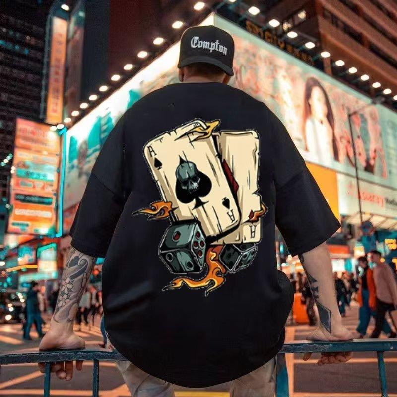 Funny Poker Printing T Shirt for Men Fashion Simplicity Harajuku Short Sleeve Loose T-Shirts Summer Sports Tops