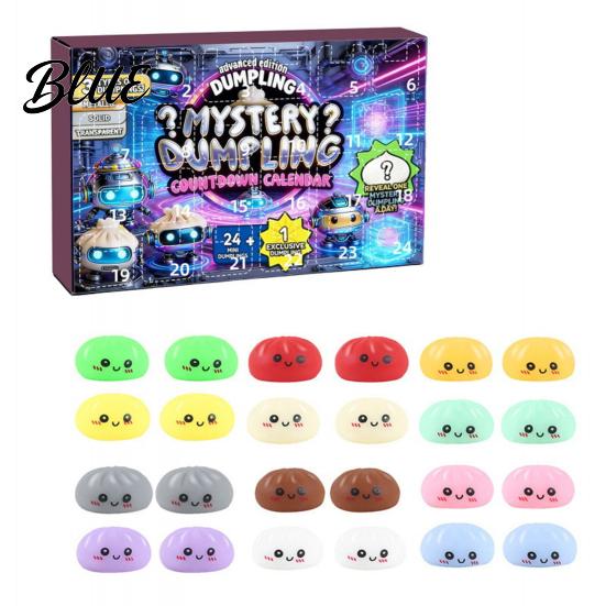 Slow Rebound Stress Toy Set 24 Day Advent Calendar Ball Dumpling Countdown Relief Soft Pinch