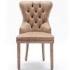 Dining Chair (Kitchen Chair with Unique Door Knocker on the Back, 2 pcs), Upholstered Chair with Nailhead Trim, Solid Wood Legs, Velvet Cover, Brown