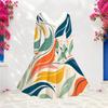 Women S Plus Size Furry Trim V Neck Long Sleeve Abstract Print A Line Midi Dress