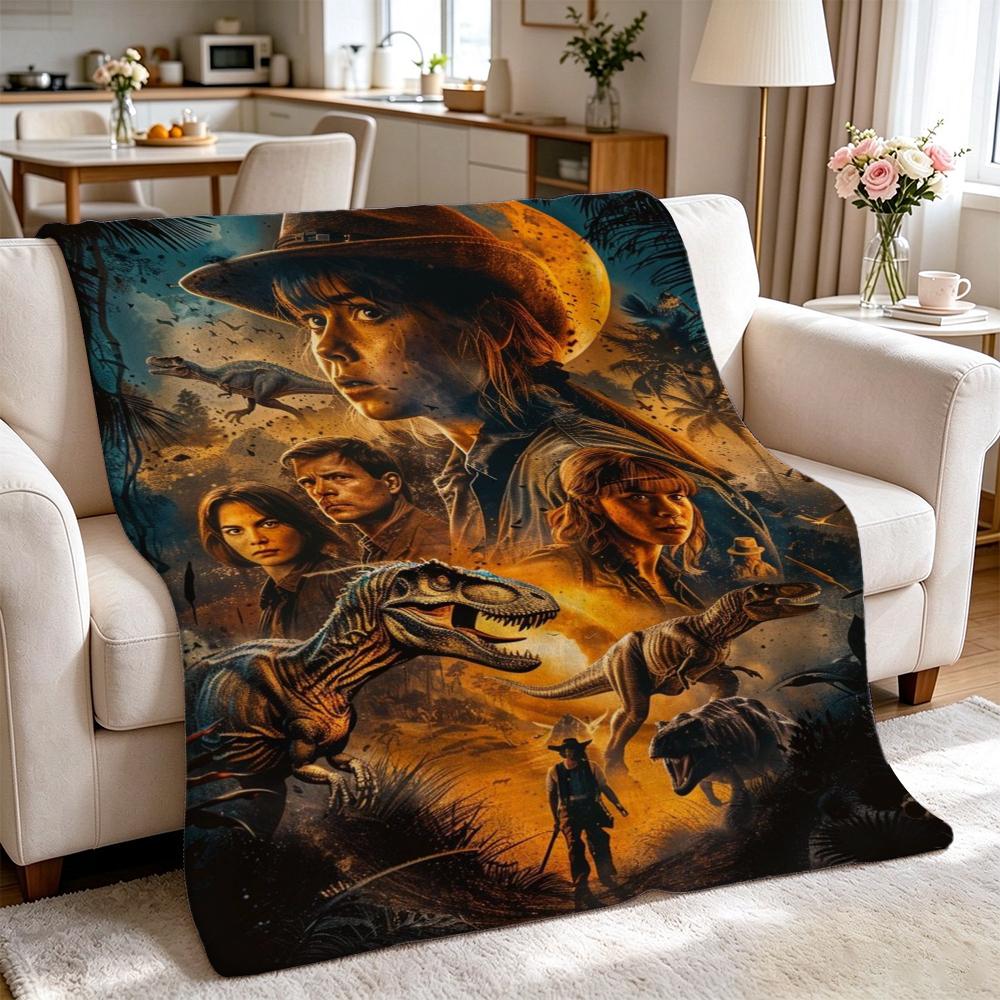 Jurassic World Dominion Theme Printed Blanket Skinfriendly Soft Fleece Blanket For Outdoor Travel Home Party Decor Holiday Gift
