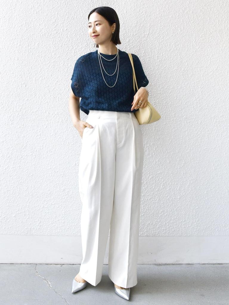 Ships for Women Hand Washable Eyelet Crew Neck Pullover 312300175 Navy One Size [WEB Exclusive]