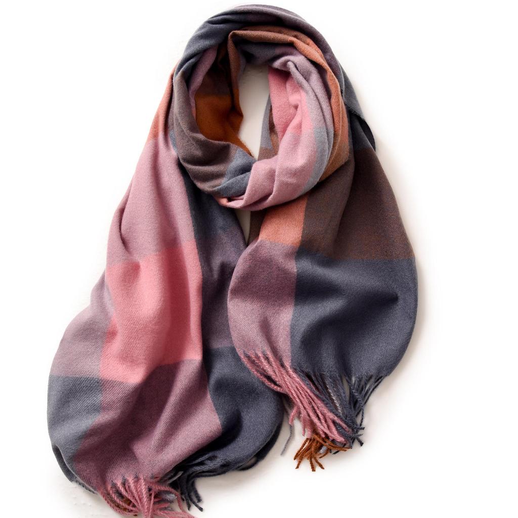 2025 Elegant Women's Striped Plaid Shawl – High-End Autumn/Winter Fashion Scarf
