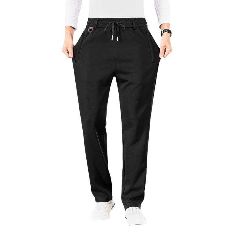 Men's Casual Pants, Loose Straight Leg Sweatpants, Elastic Waistband, Cotton Sports and Casual Long Pants