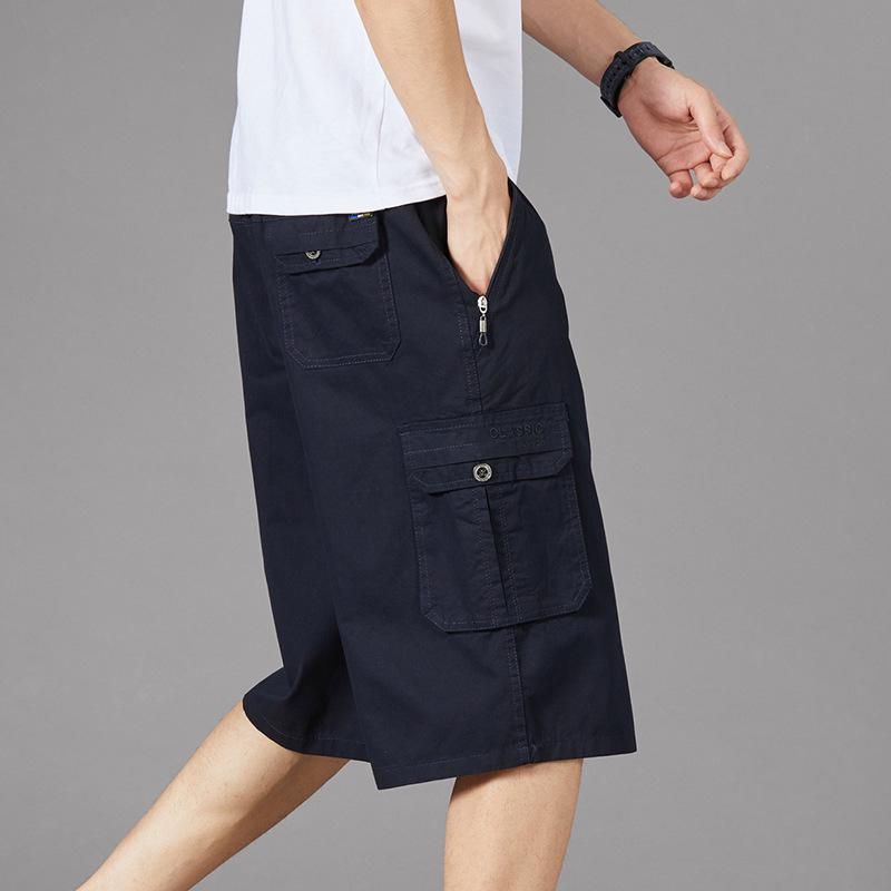 Zorro Men s Cotton Workwear Shorts: Summer Casual, Multi-Pocket, Mid-Length, Large Waistband. 2XL
