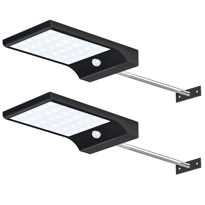 Solar Wall Light, Waterproof Outdoor Garden Lamp, Ultra-thin Black with Pole and Motion Sensor