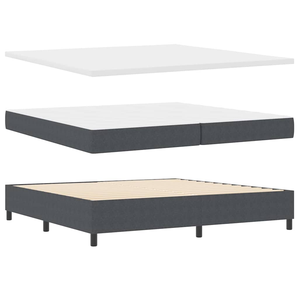 LED Box Spring Bed in Dark Grey and White 200 x 200 cm Cord Fabric