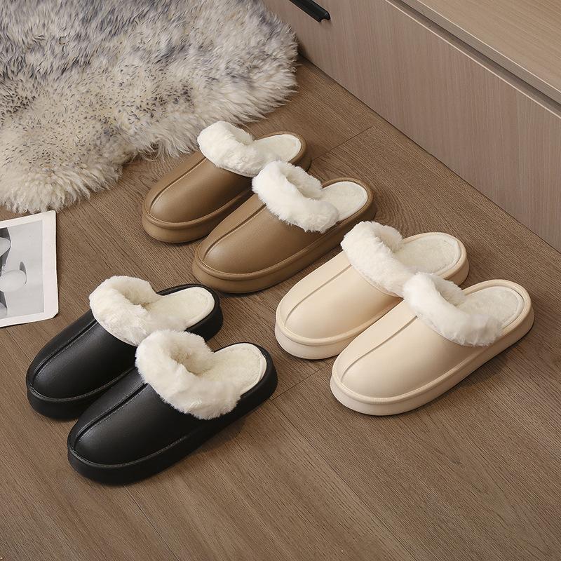 New winter waterproof shell cotton slippers warm outer wear ins non-slip home removable cotton slippers