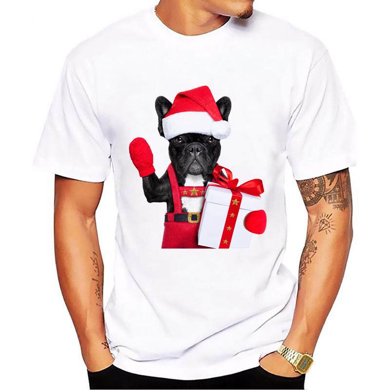 Glass French Bulldog Print Funny T Shirts Men Summer Top MaleS Cool Hip Hop T Shirt White Short Sleeve Casual Camisetas Hombre
