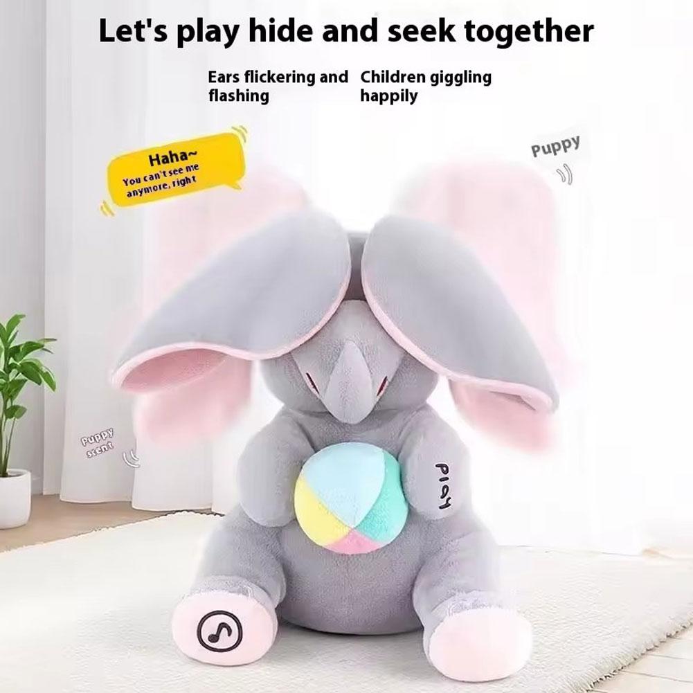 2026 Hide-and-seek Elephant Plush Toy Flapping Ears With Cheerful Songs Elephant Soft Soothing Child Artifact Christmas Gift