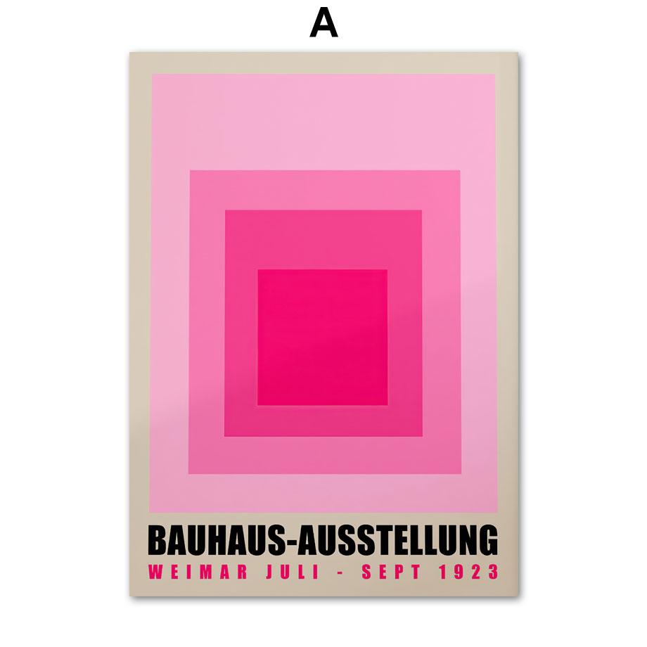 

Минималистичный геометрический розовый желтый Баухауз выставка стены книги по искусству печать холст живопись Ретро плакаты настенная картина Декор в гостиную 30X40 cm No Framed