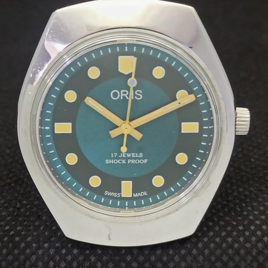 VINTAGE ORIS WINDING SWISS MENS REFURBISHED WRIST GREEN WATCH 558b-a296970-1