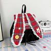 Schoolbag New Japanese and Korean Retro Star Plaid Long Ears Backpack Girl College Style School Bag Going Out Light Small Backpack