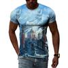 Zajímavé Kreativní Kresba Hrad Krajina Muži Trička 3D Móda Ležérní Osobnost Hip Hop Harajuku Potisk Tričko s krátkým rukávem