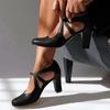 Summer Fashionable Coarse Heel One Button Strap Open Toe Sandals for Casual and Comfortable Women's High Heels Designer