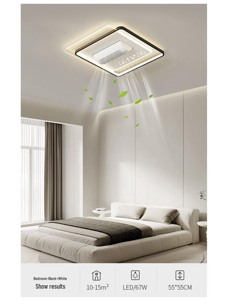 Smart Tricolor Leafless Ceiling Fan Light with Voice Control for Living Room & Bedroom - 110V