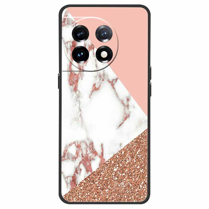 For OnePlus 11 5G Case One Plus 11R Flower Marble Black Bumper Soft TPU Silicone Cover for OnePlus 11 / 11R 5G Phone Cases Capas