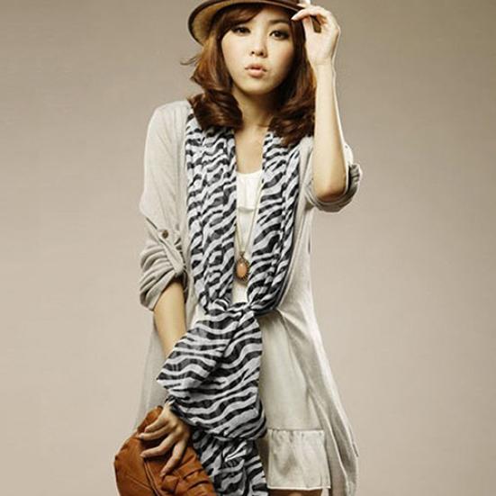 

Женский модный длинный мягкий комфортный шифоновый шарф с рисунком в полоску зебры