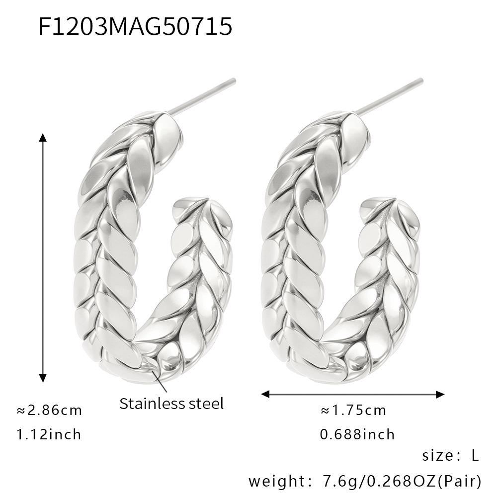 Qiong Yao Wheat Ear Twist U-Shaped 18K Gold Plated Stainless Steel Earrings