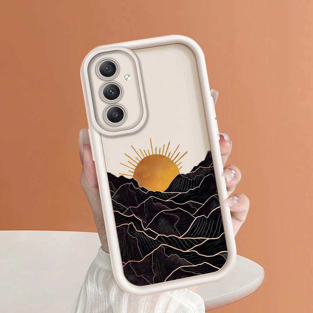 Soft Silicone Square Ladder Printing Pattern Phone Casing Full Cover Camera Shockproof Protection Rubber Case for Samsung