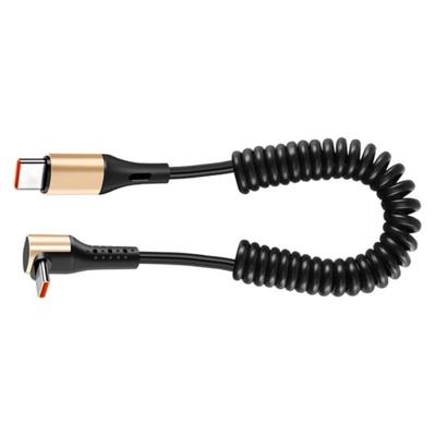 Heavy Duty Spring Coiled Charging Cable 240W Fast Charge Double USB C Connector Compact Head Design For Tight Space