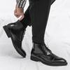 High Top Pointed Men'S Boots Autumn And Winter Men'S Business Dress Chelsea Boots Fashion Lace Up High Top Leather Boots
