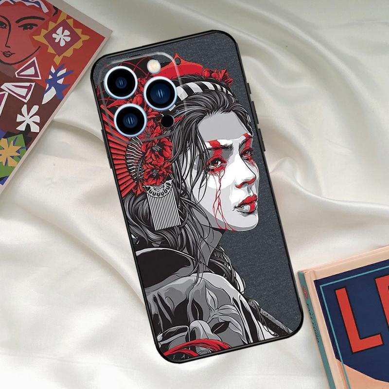 Japanese Samurai Warrior Geisha Phone Case For iPhone 16 14 13 12 11 15 17 Pro Max 15 16 Plus 13 Mini 16e 17 Air Funda Cover