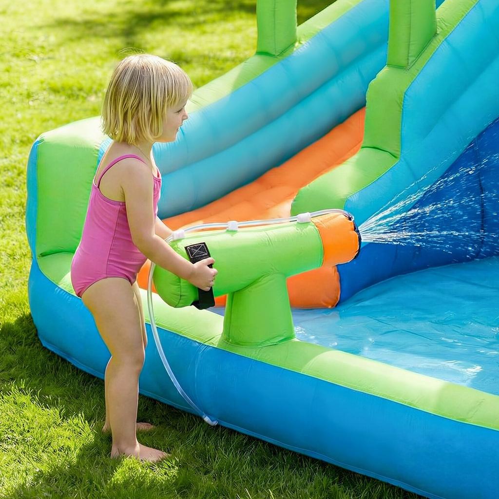 Inflatable Bounce House, 11.3 x 12.3 x 7.0 ft Inflatable Bounce House Water Slide, Bouncer Castle with Castle Bounces, Basketball Hoop, Splash Pool &