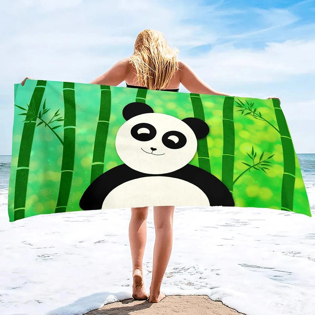 Cute Panda Beach Towel Quick Dry Cartoon Animal Bath Towel Soft Sport Travel Spa Gym Swim Pool Towels Microfiber Bikini Cover Up