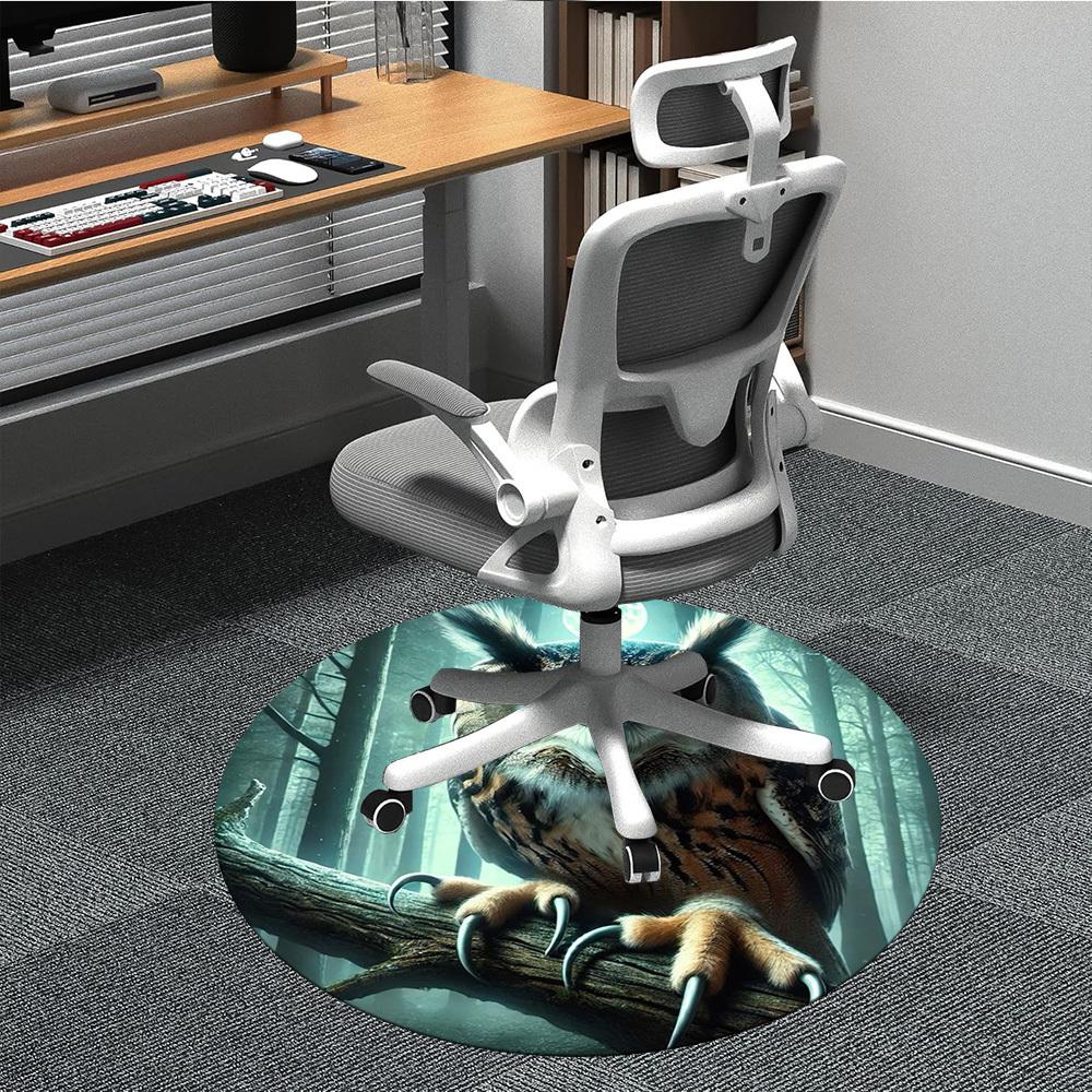 

1pc Owl Forest Night Chair Carpet for Office Non-Slip, Machine Washable Rug for Office, Room - Polyester, Machine Made yy251029222 80cm by 80cm