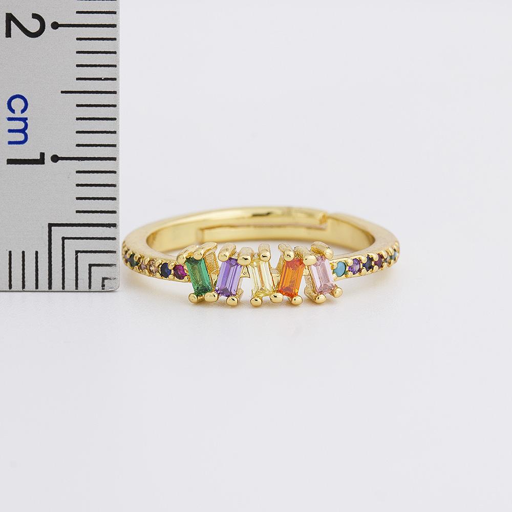 Nidin New Arrival 12 Styles Rainbow Crystal Rings for Women Adjustable AAA Cubic Zirconia Opening Geometric Ring Jewelry Gifts