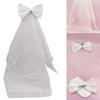 Flower Girl Veil Bow Veils with Hair Clip Wedding Hair Accessories White
