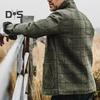 Men Jacket Coat Lapel Long Sleeve Plaid Print Coat with Patch Pocket Single Breasted Loose Fit Casual Outwear
